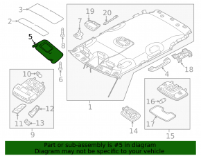 Right visor Kia Niro 17-22 gray, without backlight, without hook