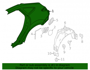 Rear wing sunset with threshold right Ford Focus mk3 11-18