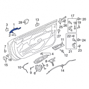 Ford Mustang mk6 15-17 interior front left door handle without memory