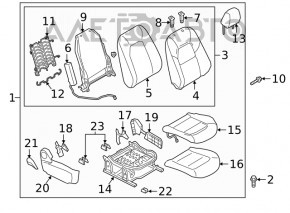 Passenger seat Mazda CX-5 17- without airbag, black leather, Alcantara insert, mechanical with heating, driftwood, dented, for dry cleaning
