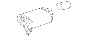 Rear muffler with barrel, right, Toyota Camry v55 15-17, 3.5 usa