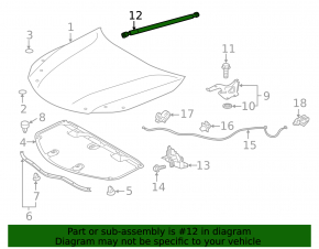 Hood shock absorber right Lexus ES300h ES350 13-18