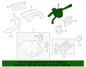 Steering column switch VW Jetta 11-18 USA complete, without rain sensor, for cruise control