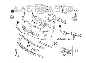 Nissan 350z 03-05 front bumper absorber missing fragment on the right, torn guides, broken