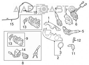 Left steering column switch Kia Forte 4d 14-18 without fog lights