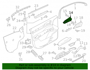 Door handle inner front left Porsche Cayenne 958 11-17 chrome, with lock button, beige trim