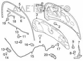 Hood hinge left Ford Explorer 11-19