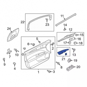 Front left window lifter control trim Ford Fusion mk5 13-20 structure