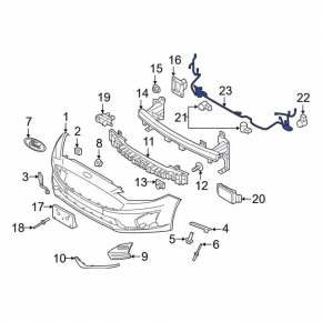 Wiring front bumper Ford Fusion mk5 17-20 without fog lights without parking sensors, without blinds
