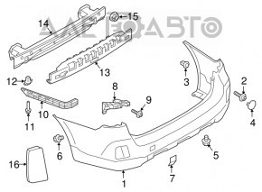 Rear bumper mount left Subaru Outback 15-19