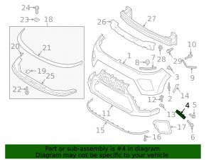 Front bumper mount, left wing, Kia Soul 20-25
