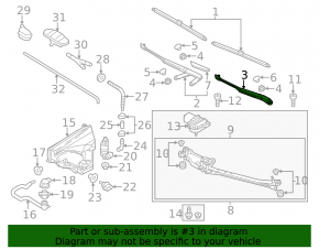 Left windshield wiper arm for Porsche Cayenne 958 11-14
