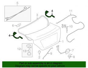 Trunk lid hinge left Nissan Versa 12-19 usa