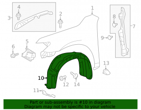 Front right mudguard Toyota Camry v50 12-14 usa LE XLE