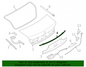Trunk lid molding BMW 7 G11 G12 16-19 chrome, individual