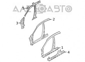 Left central body pillar Hyundai Sonata 20-22 on the body