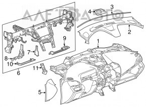 Torpedo front panel without AIRBAG Chevrolet Volt 16- black, without upper trim