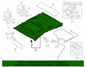 Kia Forte 19-24 headlining for sunroof, gray