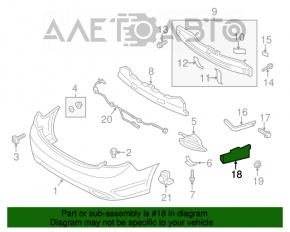Right lower rear bumper mount for Hyundai Azera 12-17