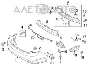 Right lower rear bumper mount for Hyundai Azera 12-17