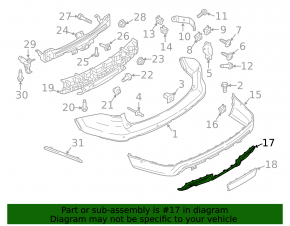Rear bumper trim lower Ford Explorer 16-17 rest, under towbar, scratches, cracked fastener