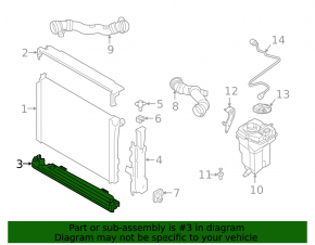 Lower radiator bracket for BMW 3 Series G20 19-25 with M4. Main, 3.0L twin-turbo, main