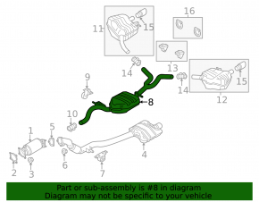 Exhaust line middle section Audi A6 C7 12-15 2.0T AWD