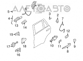 BMW X5 E70 07-13 rear right door handle mechanism
