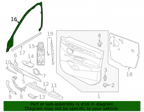 Inner front right door frame BMW X1 F48 16-22 for Harman Kardon acoustics