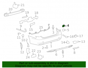 Left rear bumper plug for hook Lexus LS460 LS600h 07-12