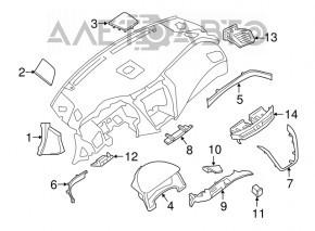 Driver's knee pad Nissan Murano z52 15- black, missing cover