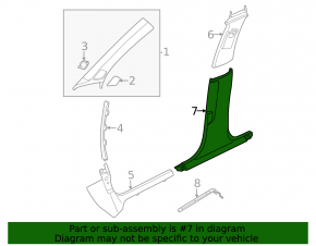 Lower left center pillar trim Audi A3 22-26 black, scratches