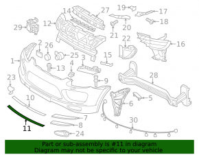 Upper grille trim for front bumper Porsche Cayenne 958 11-14 lower