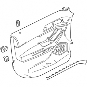 Door trim card front right Ford Explorer 16-19 rest, leather black, rust