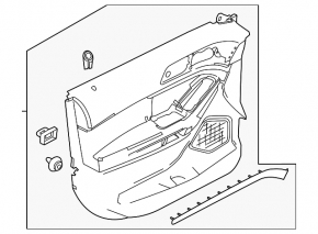 Door trim card front right Ford Explorer 16-19 rest, leather black, rust