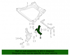 Lower control arm, front left, Nissan Rogue 2015