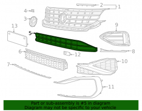 Lower grille of the front bumper VW Passat 20-22 without parking sensors, structure