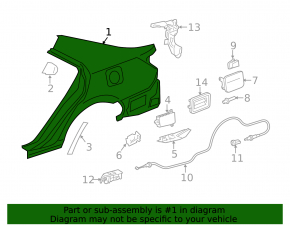 Sunset rear wing right Toyota Camry v50 12-14 usa graphite