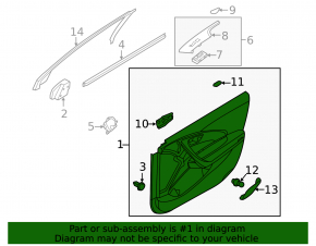 Door trim card front right Hyundai Azera 12-17 beige with black insert, armrest beige leather, molding carbon, DIMENSION, for seat adjustment, scratches, abrasions Used