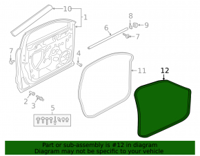 The front left door seal for the Audi Q3 83A 19-25 is worn out.