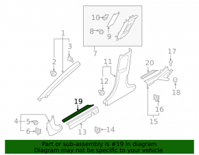 Door sill outer front right Hyundai Ioniq 20-22 black with chrome insert