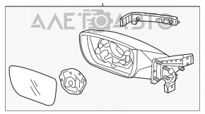 Left side mirror assembly for Hyundai Azera 12-17, 6 pins, turn signal, gold