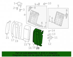 Left rear seat backrest for Audi A4 B9 17-19, black leather, scratches
