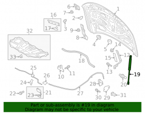 Bonnet shock absorber left Audi A6 C7 12-18