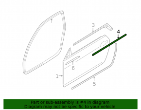 Molding door-glass center front left BMW 335i e92 07-13
