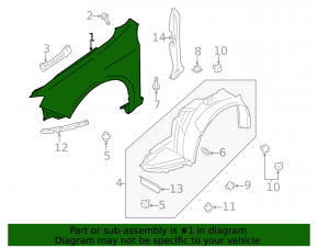 Front right wing Subaru Impreza WRX GH 08-11