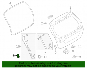 Left tailgate bumper Subaru Outback 15-19 on the body