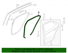 Rear right door seal for Kia Optima 11-16