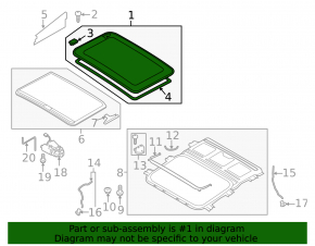 Sunroof assembly for Audi A4 B8 08-16 sedan