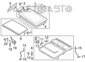 Sunroof assembly Audi A4 B8 08-16 sedan, gray curtain, in glue